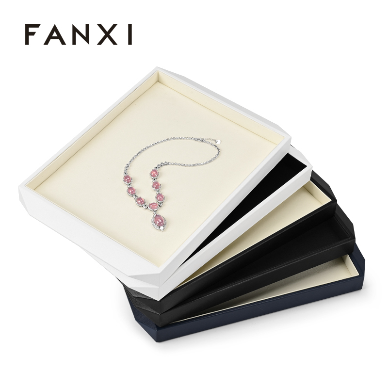 FANXI P172 Luxury Jewelry Display Tray Earring Jewelry Packaging PU Tray Organizer Display Jewelry Tray for exhibidor de joyeria