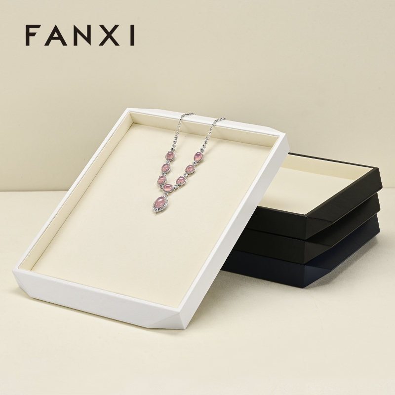FANXI P172 Luxury Jewelry Display Tray Earring Jewelry Packaging PU Tray Organizer Display Jewelry Tray for exhibidor de joyeria