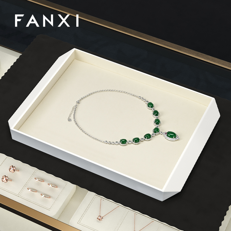 FANXI P172 Luxury Jewelry Display Tray Earring Jewelry Packaging PU Tray Organizer Display Jewelry Tray for exhibidor de joyeria