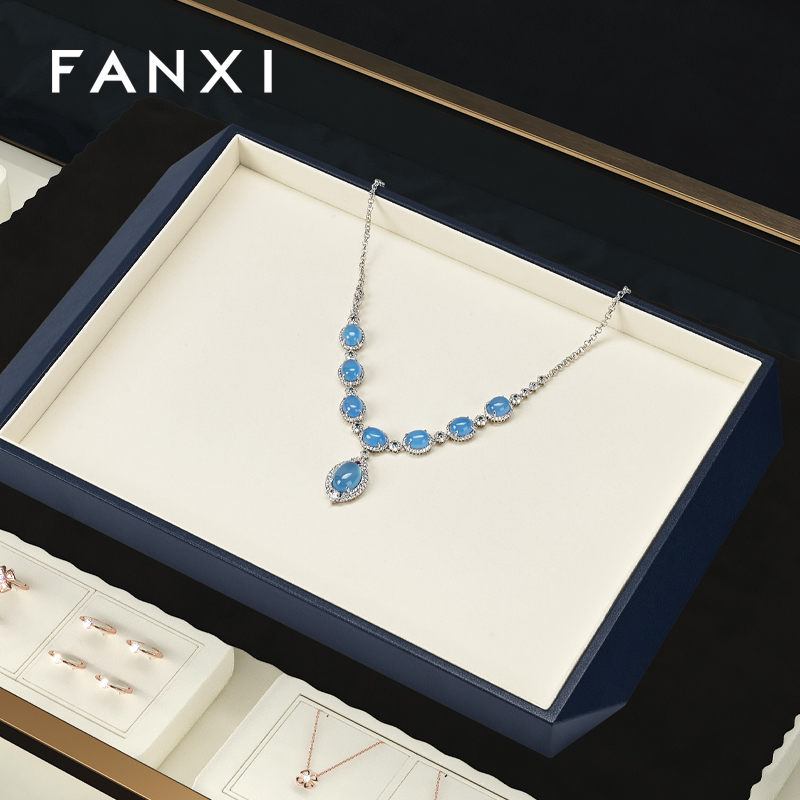 FANXI P172 Luxury Jewelry Display Tray Earring Jewelry Packaging PU Tray Organizer Display Jewelry Tray for exhibidor de joyeria
