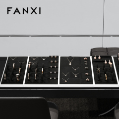 P179 Originality Black Microfiber Jewelry Tray Decoration Storage Organizer Box Necklace Earring Ring Pendant Cream Jewelry Tray