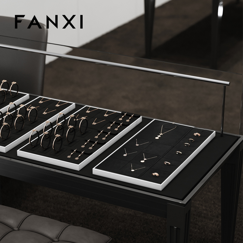 P179 Originality Black Microfiber Jewelry Tray Decoration Storage Organizer Box Necklace Earring Ring Pendant Cream Jewelry Tray