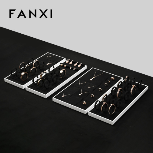 P179 Originality Black Microfiber Jewelry Tray Decoration Storage Organizer Box Necklace Earring Ring Pendant Cream Jewelry Tray
