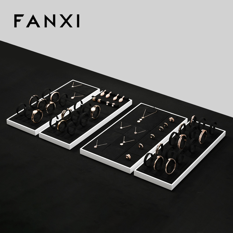 P179 Originality Black Microfiber Jewelry Tray Decoration Storage Organizer Box Necklace Earring Ring Pendant Cream Jewelry Tray