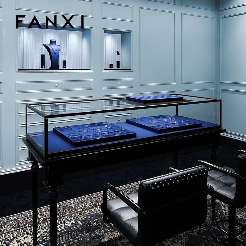 FANXI custom blue jewellery service tray for ring earrings necklace bracelet micofiber Jewelry Exhibitor tray
