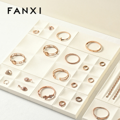 FANXI custom beige jewellery service tray for ring earrings necklace bracelet micofiber Jewelry Exhibitor tray