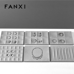 FANXI custom gray jewellery service tray for ring earrings necklace bracelet micofiber Jewelry Exhibitor tray