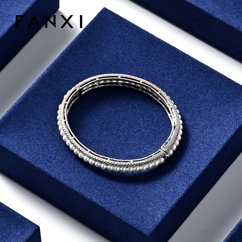 FANXI custom blue jewellery service tray for ring earrings necklace bracelet micofiber Jewelry Exhibitor tray