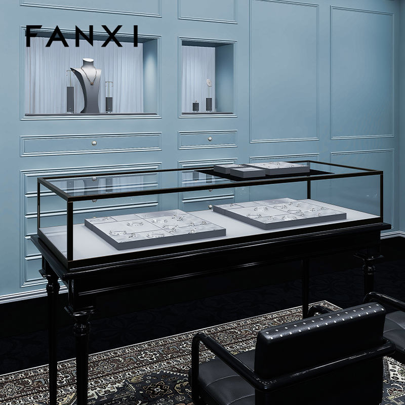 FANXI custom beige jewellery service tray for ring earrings necklace bracelet micofiber Jewelry Exhibitor tray