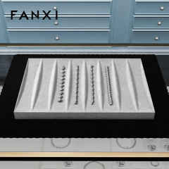 FANXI custom gray jewellery service tray for ring earrings necklace bracelet micofiber Jewelry Exhibitor tray