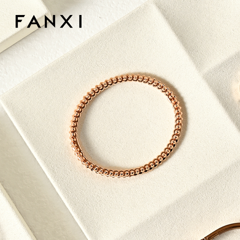FANXI custom beige jewellery service tray for ring earrings necklace bracelet micofiber Jewelry Exhibitor tray