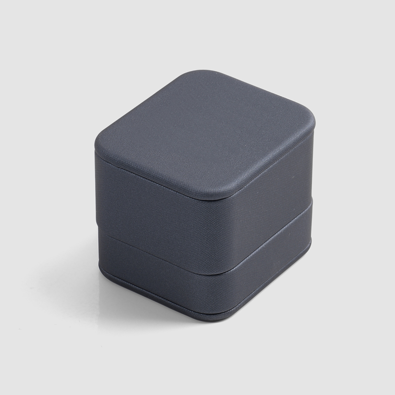 PU Leather Blue Ring Box Velvet Inside Jewellery Packaging Box