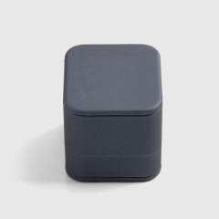 PU Leather Blue Ring Box Velvet Inside Jewellery Packaging Box
