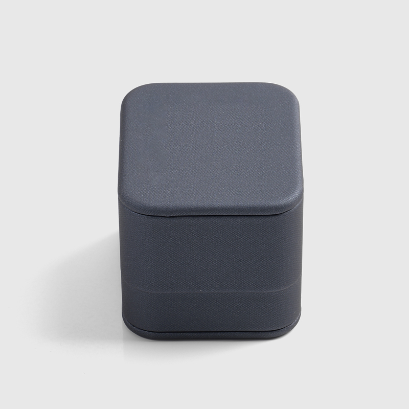 PU Leather Blue Ring Box Velvet Inside Jewellery Packaging Box