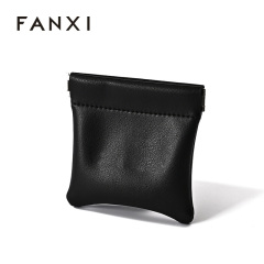 FANXI New arrival Luxury pu leather resin logo cover for makeup ring earring pendant package jewelry pouch