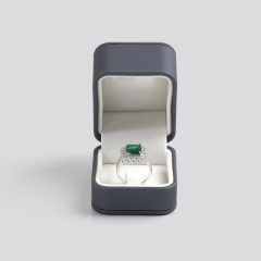 PU Leather Blue Ring Box Velvet Inside Jewellery Packaging Box