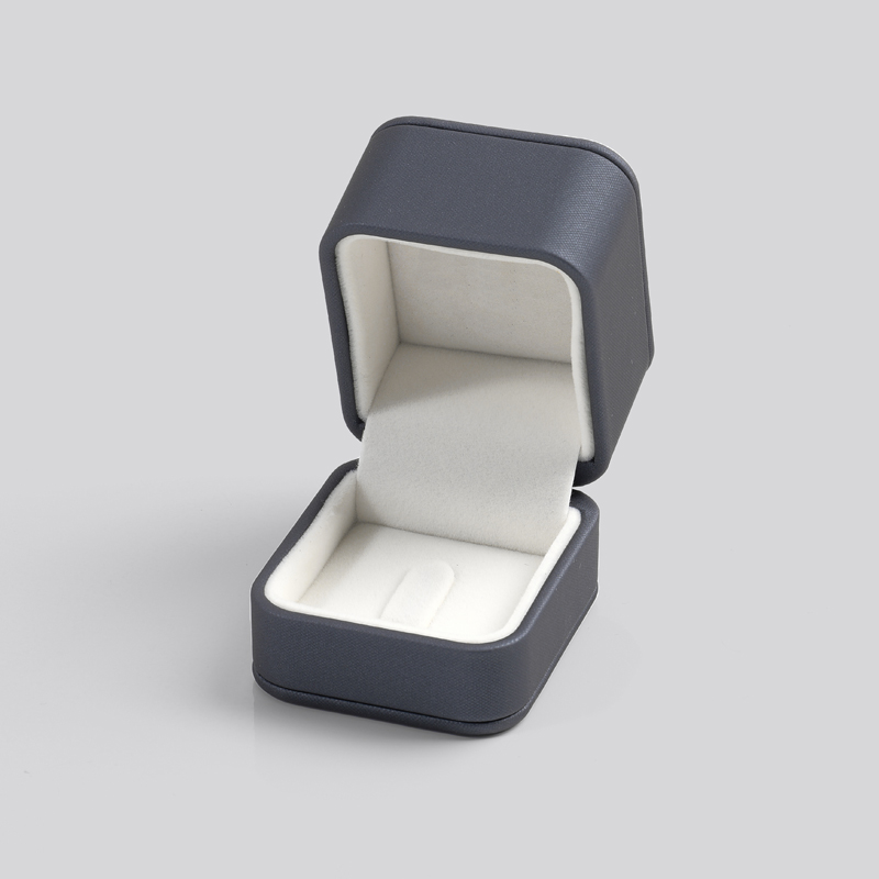 PU Leather Blue Ring Box Velvet Inside Jewellery Packaging Box