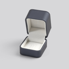 PU Leather Blue Ring Box Velvet Inside Jewellery Packaging Box