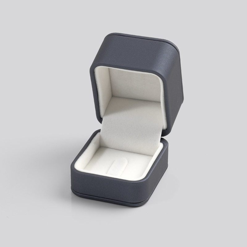 PU Leather Blue Ring Box Velvet Inside Jewellery Packaging Box