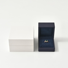 FANXI Custom Logo Top Quality Blue PU Leather Suede Insert Boxes Ring Necklace Bracelet Gift Packaging Plastic Jewelry Box