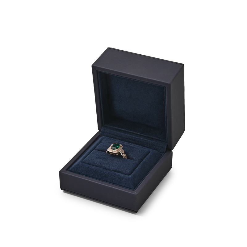 FANXI Custom Logo Top Quality Blue PU Leather Suede Insert Boxes Ring Necklace Bracelet Gift Packaging Plastic Jewelry Box