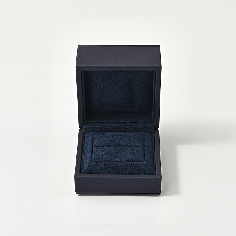 FANXI Custom Logo Top Quality Blue PU Leather Suede Insert Boxes Ring Necklace Bracelet Gift Packaging Plastic Jewelry Box