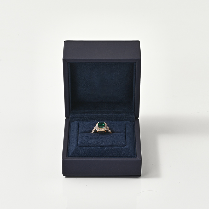 FANXI Custom Logo Top Quality Blue PU Leather Suede Insert Boxes Ring Necklace Bracelet Gift Packaging Plastic Jewelry Box