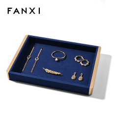 FANXI New Arrival Jewellery Display Trays With Microfiber Metal Ring Necklace Earring Holder Organizer