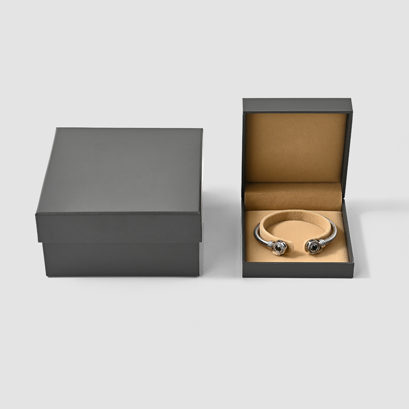 FANXI Custom Luxury Jewellery Packaging Box Ring Necklace Pendant Gift Boxes dark gray Leatherette Paper Jewelry Packing Box