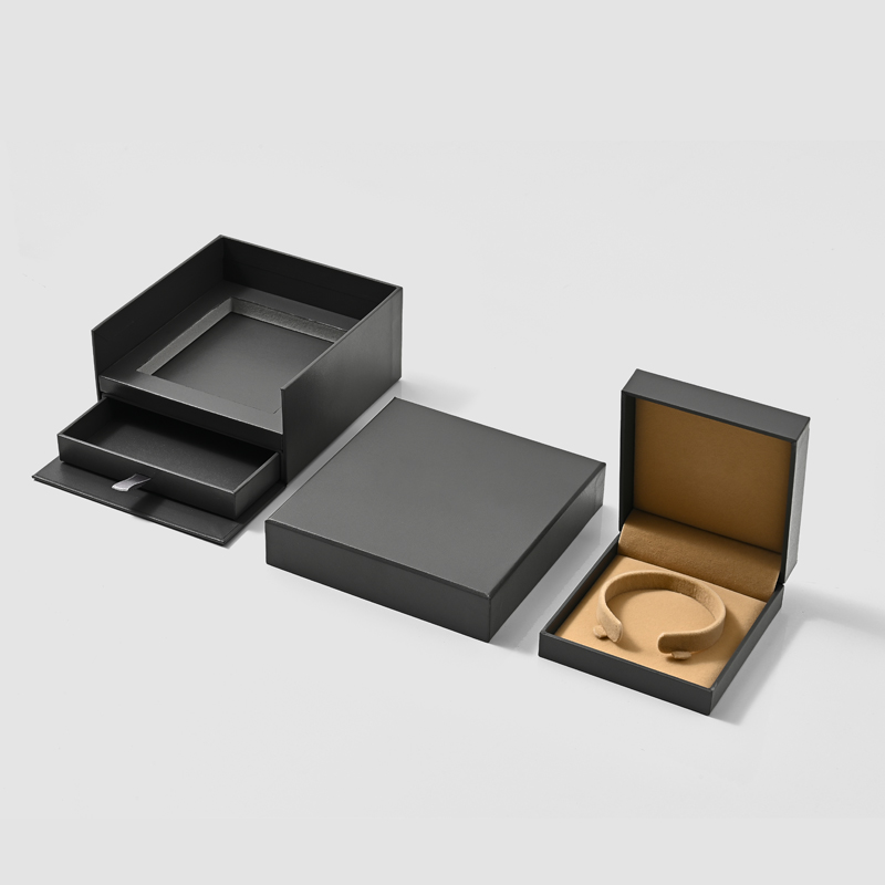FANXI Custom Luxury Jewellery Packaging Box Ring Necklace Pendant Gift Boxes dark gray Leatherette Paper Jewelry Packing Box