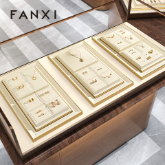 FANXI New arrival accept custom microfiber MDF jewelry display tray necklace rings display trays for jewelry showcase