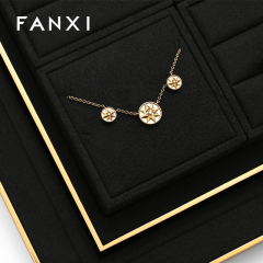 FANXI New arrival accept custom microfiber MDF jewelry display tray necklace rings display trays for jewelry showcase