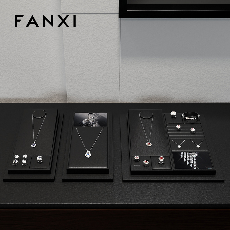 FANXI TT322 Originality Jewellery Display Tray Custom DIY Bracelet Necklace Ring Earring Holder Jewelry Display Stand Set