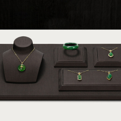 FANXI Newest Custom luxury jewelry Display plates with black pu leather for ring necklace Jewelry Window Display Sets
