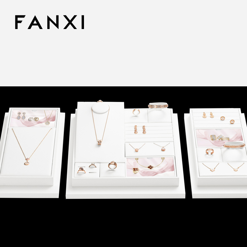 FANXI TT323 Originality Jewellery Display Tray Custom DIY Bracelet Necklace Ring Earring Holder Jewelry Display Stand Set