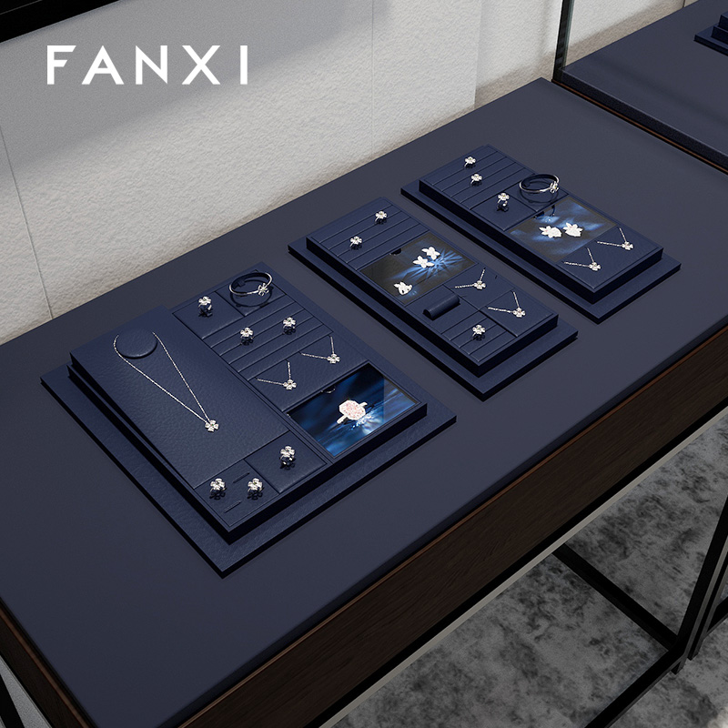 FANXI TT324 Originality Jewellery Display Tray Custom DIY Bracelet Necklace Ring Earring Holder Jewelry Display Stand Set