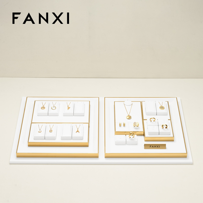 FANXI TT371 Originality Jewellery Display Tray Custom DIY Bracelet Necklace Ring Earring Holder Jewelry Display Stand Set