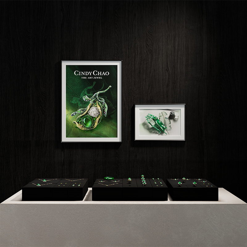 FANXI Custom luxury Black microfiber velvet suede jewelry display stand set jewelry counter display