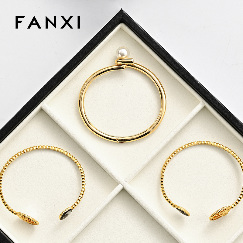 FANXI high end custom Microfiber jewelry tray white Necklace pendant display organizer ring tray for jewellery shops