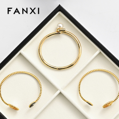 FANXI high end custom Microfiber jewelry tray white Necklace pendant display organizer ring tray for jewellery shops