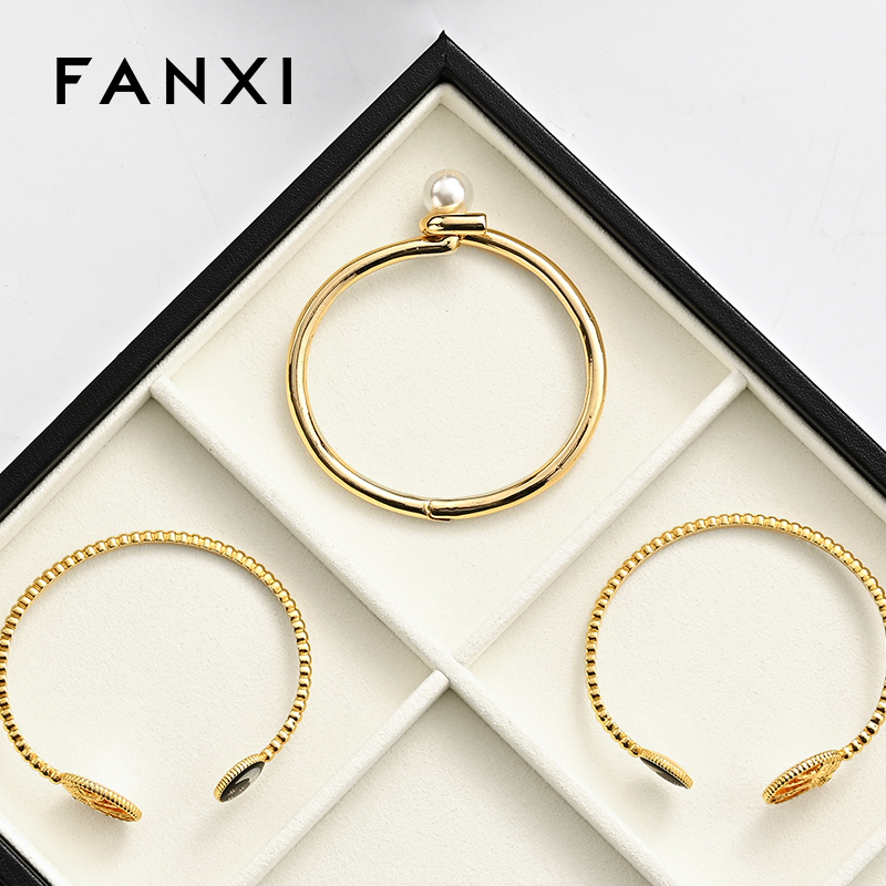 FANXI high end custom Microfiber jewelry tray white Necklace pendant display organizer ring tray for jewellery shops