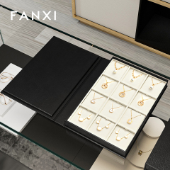 FANXI high end custom Microfiber jewelry tray white Necklace pendant display organizer ring tray for jewellery shops