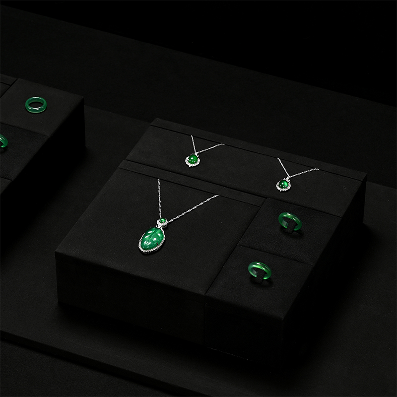 FANXI Custom luxury Black microfiber velvet suede jewelry display stand set jewelry counter display
