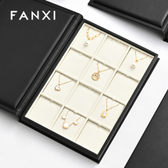 FANXI high end custom Microfiber jewelry tray white Necklace pendant display organizer ring tray for jewellery shops