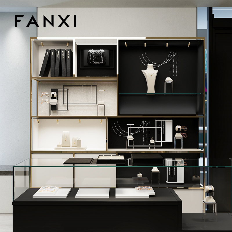 FANXI high end custom Microfiber jewelry tray white Necklace pendant display organizer ring tray for jewellery shops