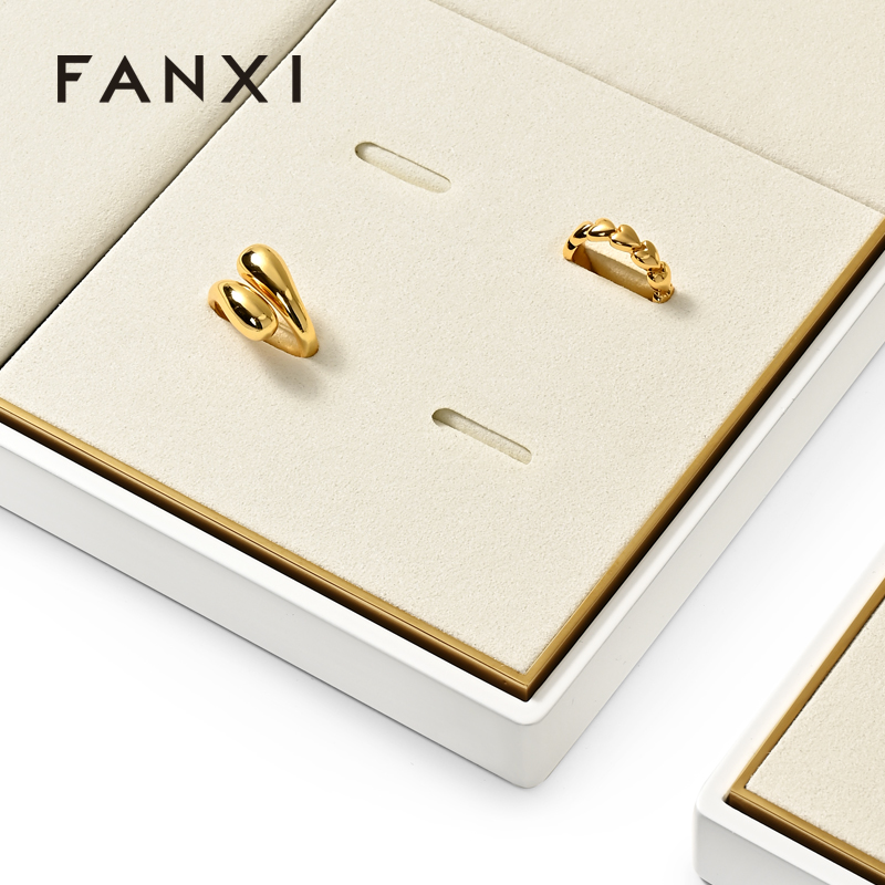 FANXI JS122 Fashion jewelry displays for store luxury Microfiber jewelry display props custom metal jewelry stand display set