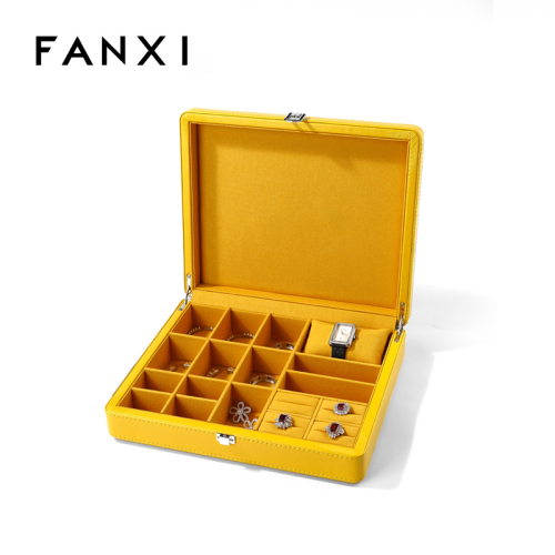 FANXI factory wholesale custom luxury PU microfiber necklace bracelet bangle pendant jewelry box