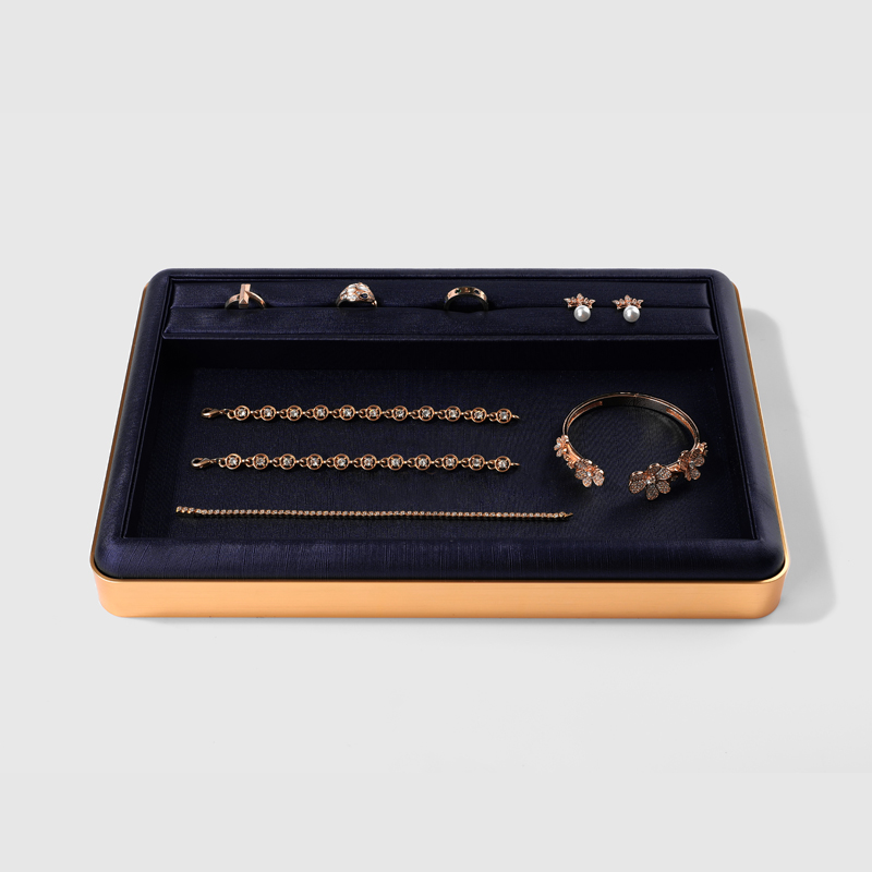 FANXI new design multi function BLUE PU leather jewelry display tray