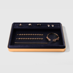 FANXI new design multi function BLUE PU leather jewelry display tray