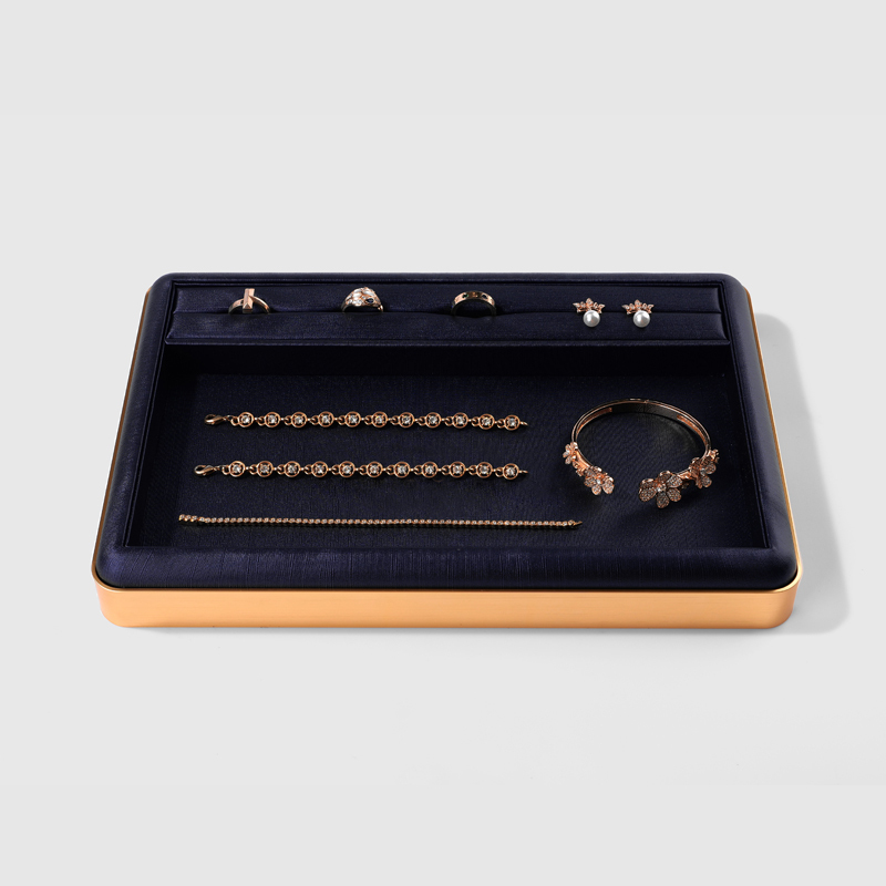 FANXI new design multi function BLUE PU leather jewelry display tray